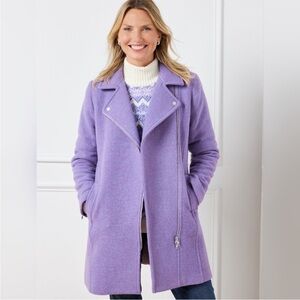 NWT Talbots Natalia Moto Wool Coat in Lilac Purple Sz 16
